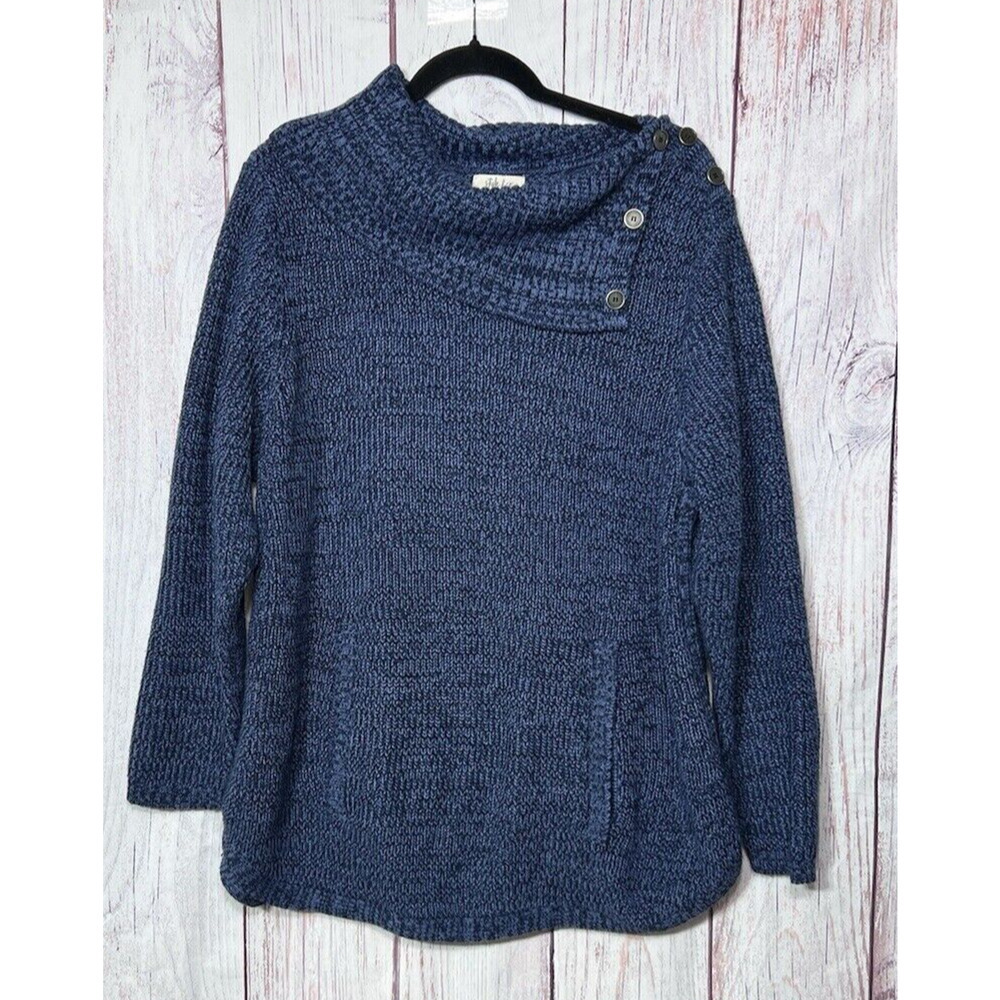 Style & Co Womens Indigo Blue Envelope-Neck Long Sleeve Tunic Sweater 3X
